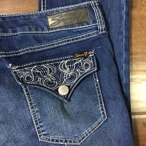 Seven Dark Wash Ankle Cropped Jeans.